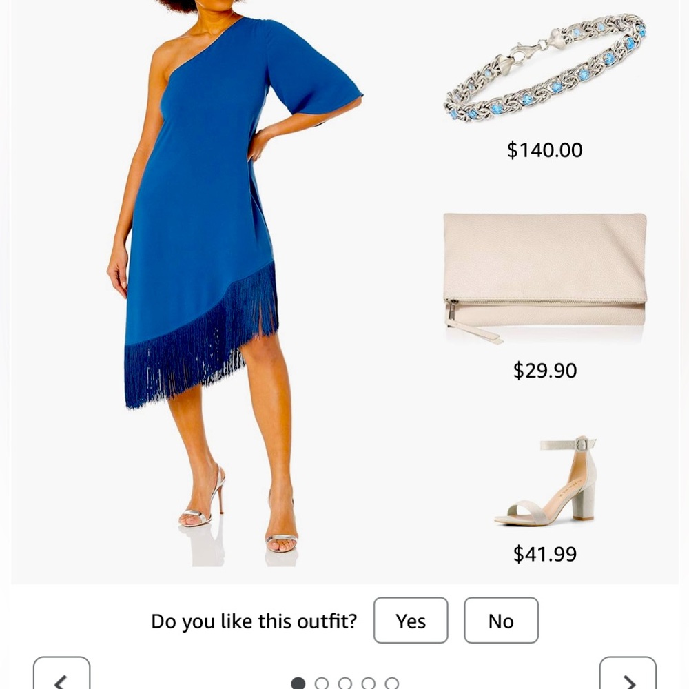 Trina Turk Women's One Shoulder Fringe Dress NWT Small